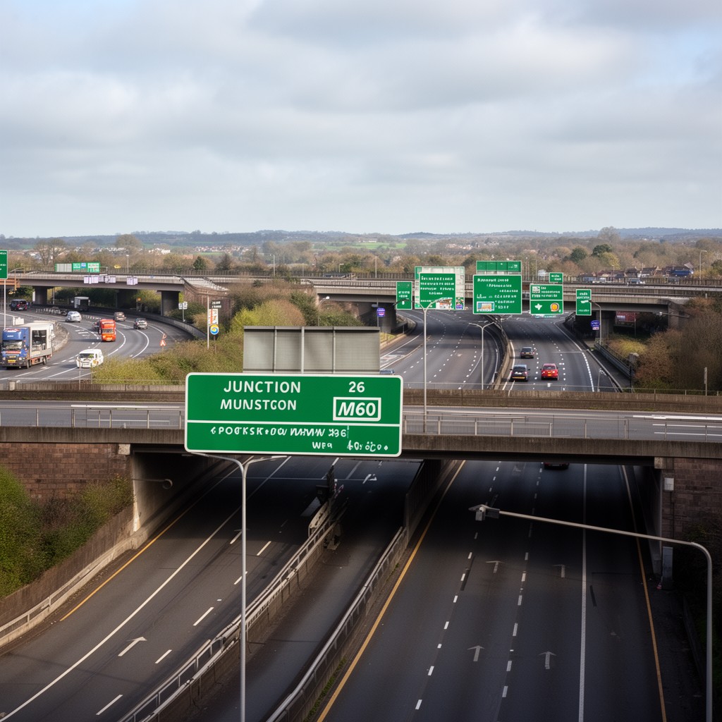 AI-generated illustration of Junction 26 of M60 motorway