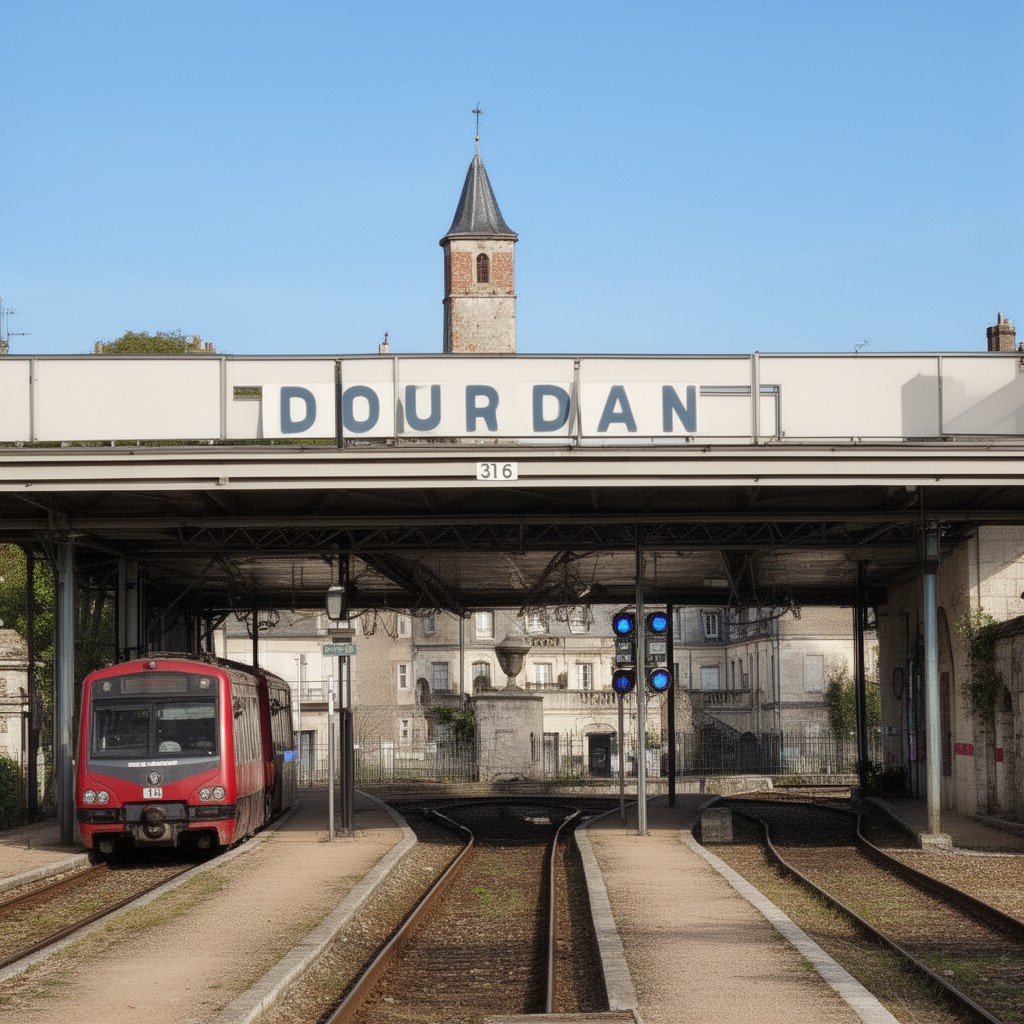 AI-generated illustration of Dourdan station