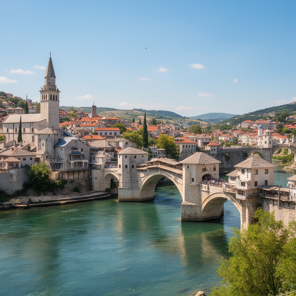 AI-generated illustration of Mostar