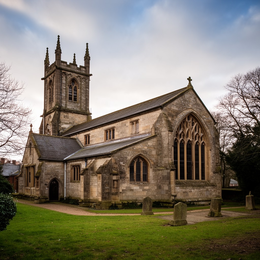 AI-generated illustration of St Botolph's Church, Lincoln
