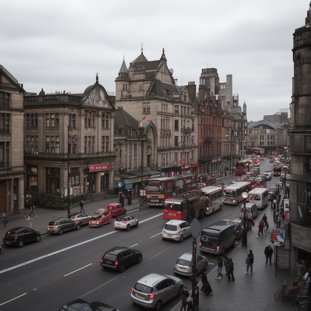 AI-generated illustration of Oxford Road, Manchester