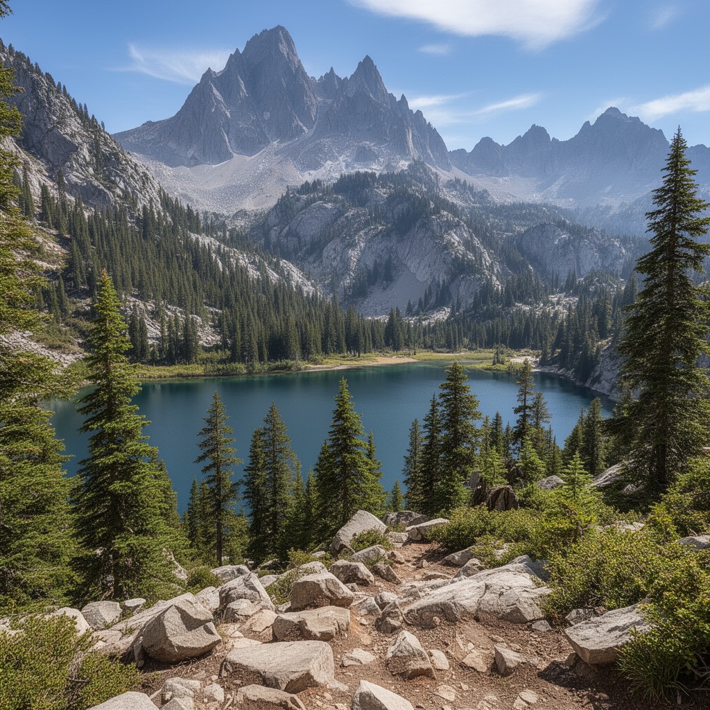 AI-generated illustration of Monarch Lakes Trail