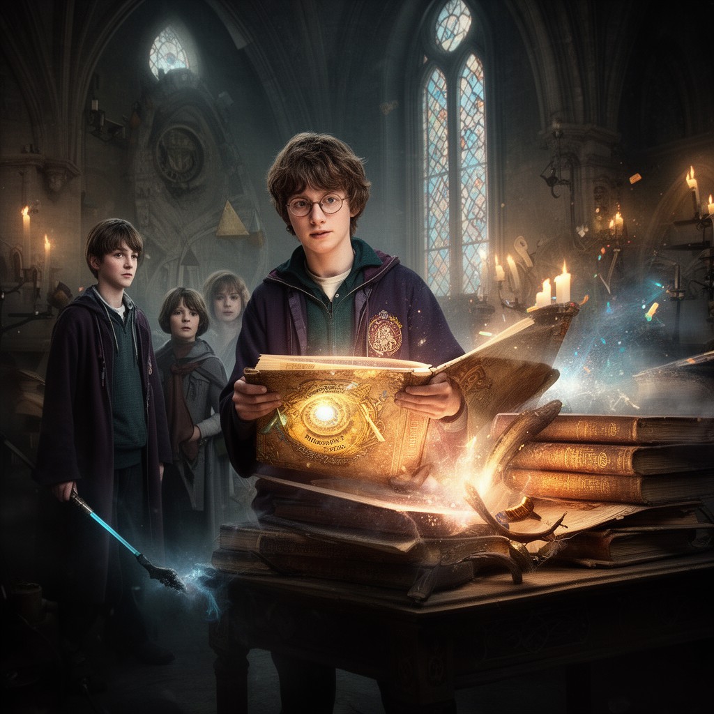 AI-generated illustration of Harry Potter and the Philosopher's Stone