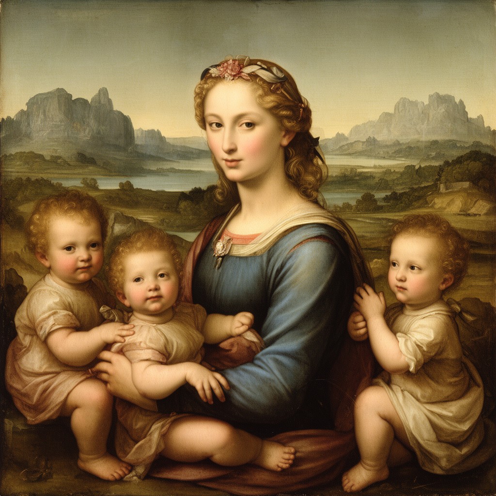 AI-generated illustration of Madonna of the Goldfinch