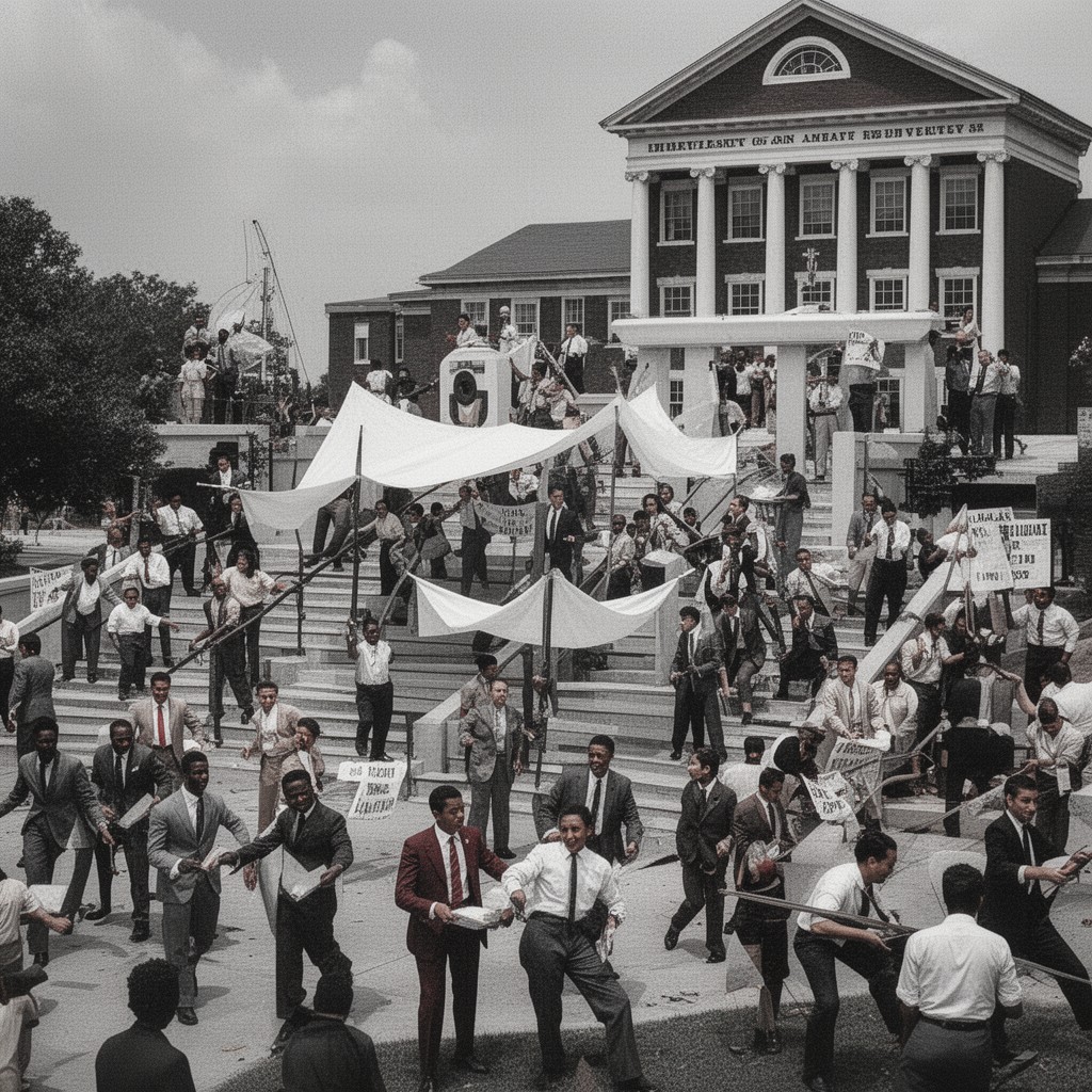 AI-generated illustration of University of Alabama integration crisis