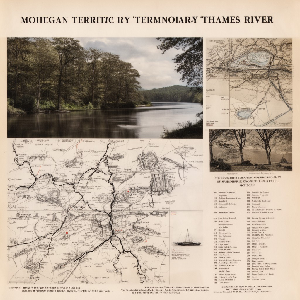 AI-generated illustration of Mohegan territory along the Thames River