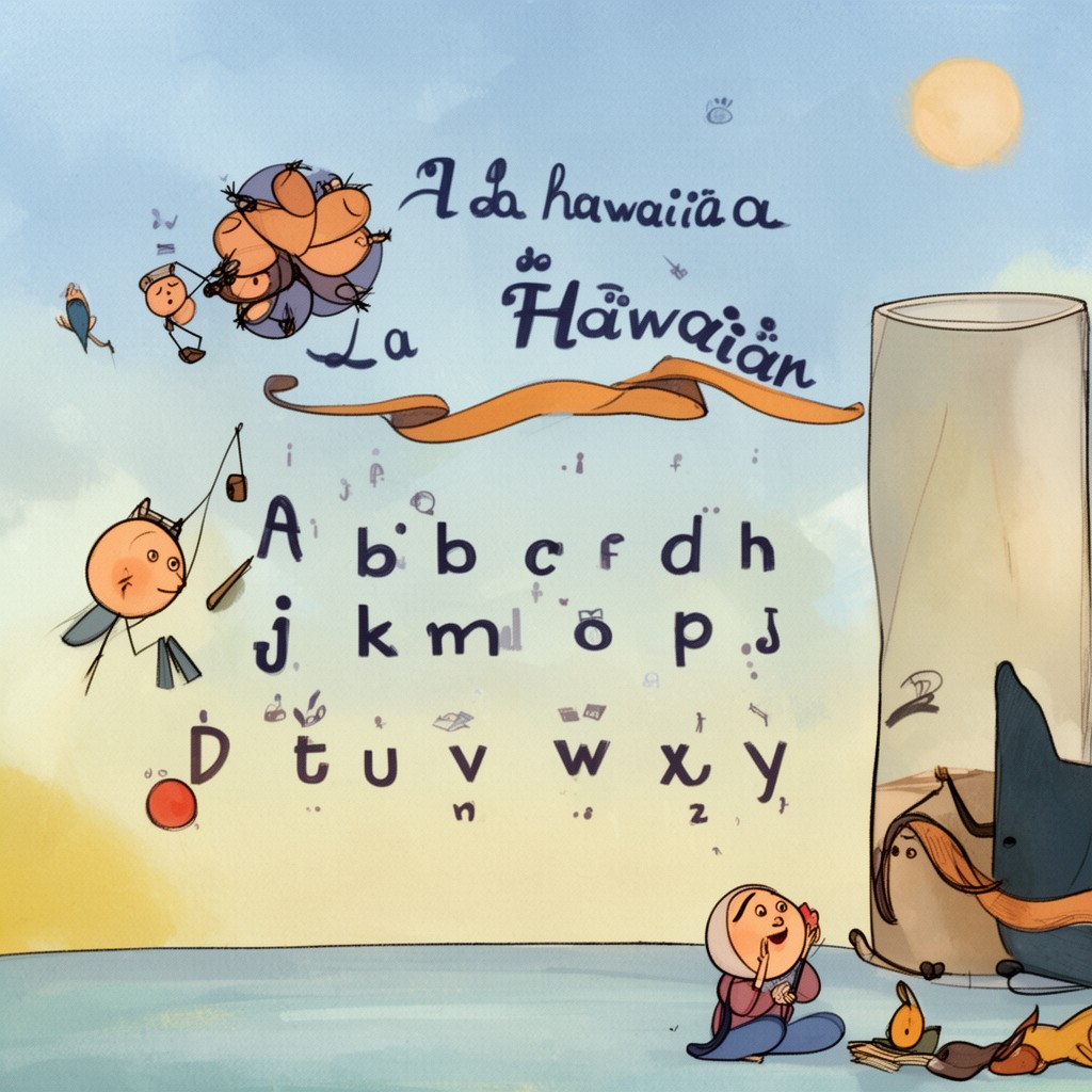 AI-generated illustration of Hawaiian alphabet