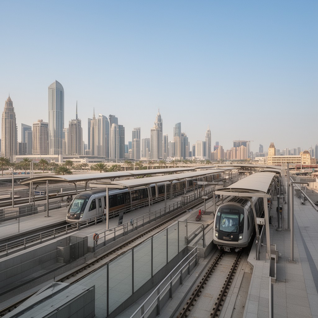 AI-generated illustration of Business Bay Metro Station