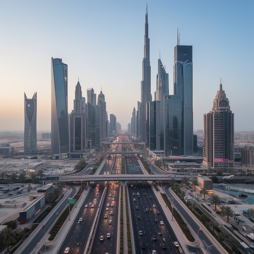 AI-generated illustration of Sheikh Zayed Road