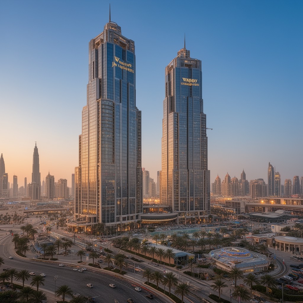 AI-generated illustration of JW Marriott Marquis Hotel Dubai