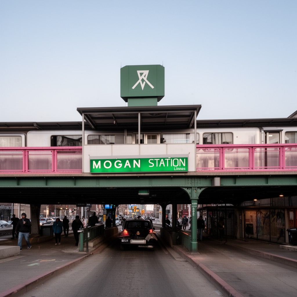 AI-generated illustration of Morgan station (Green and Pink Lines)