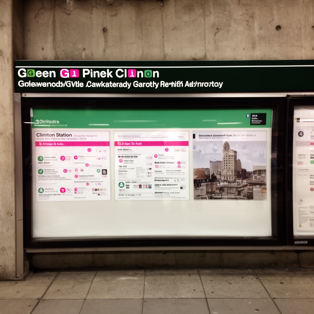 AI-generated illustration of Clinton station (Green and Pink Lines)