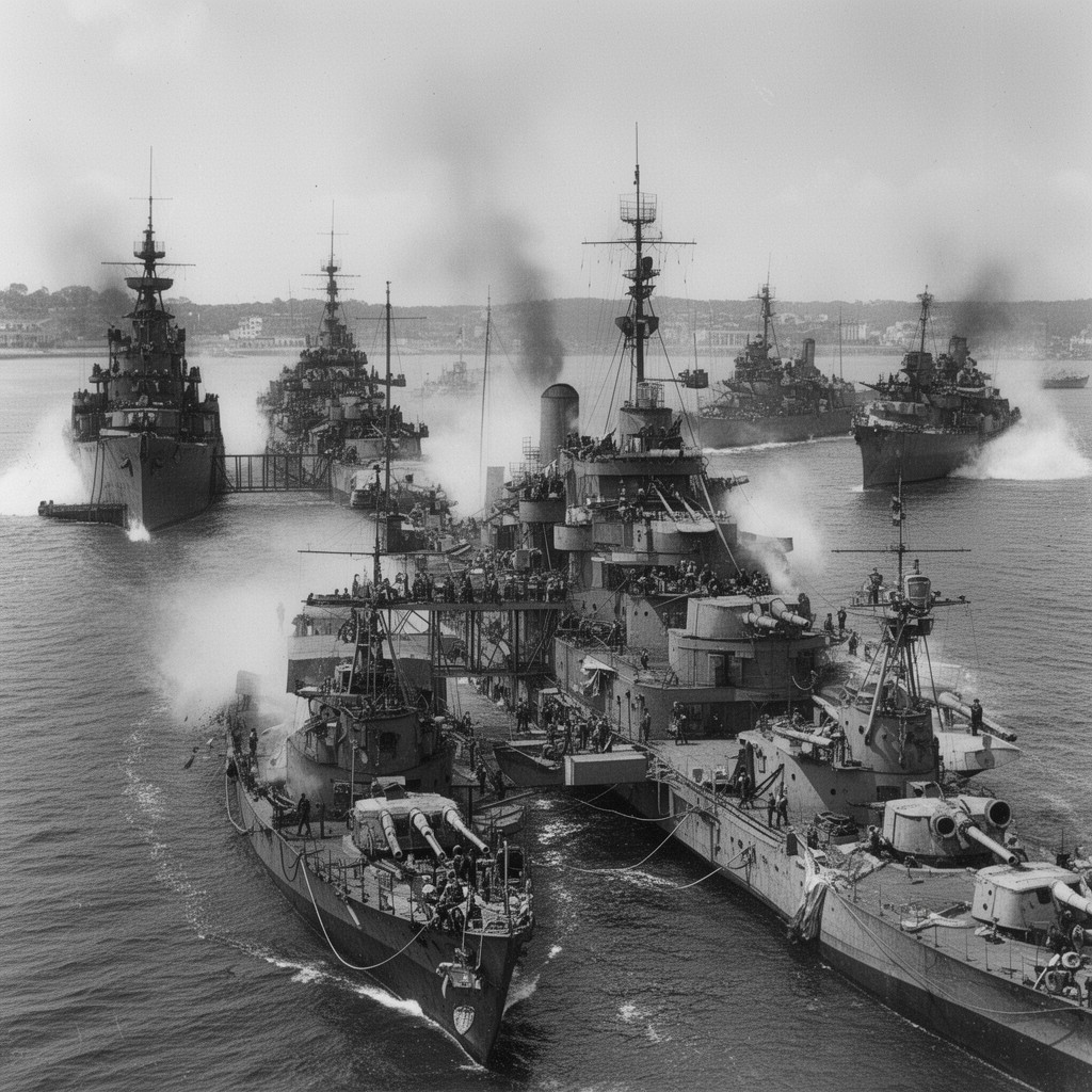 AI-generated illustration of Battle of the River Plate