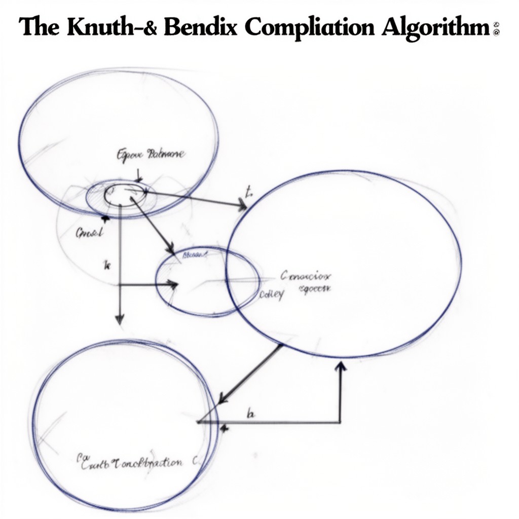 AI-generated illustration of Knuth–Bendix completion algorithm
