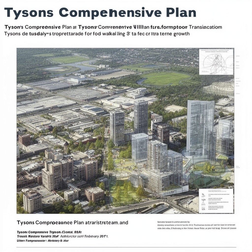AI-generated illustration of Tysons Comprehensive Plan for urban transformation