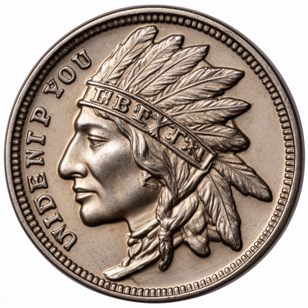 AI-generated illustration of Indian Head (Buffalo) nickel obverse design