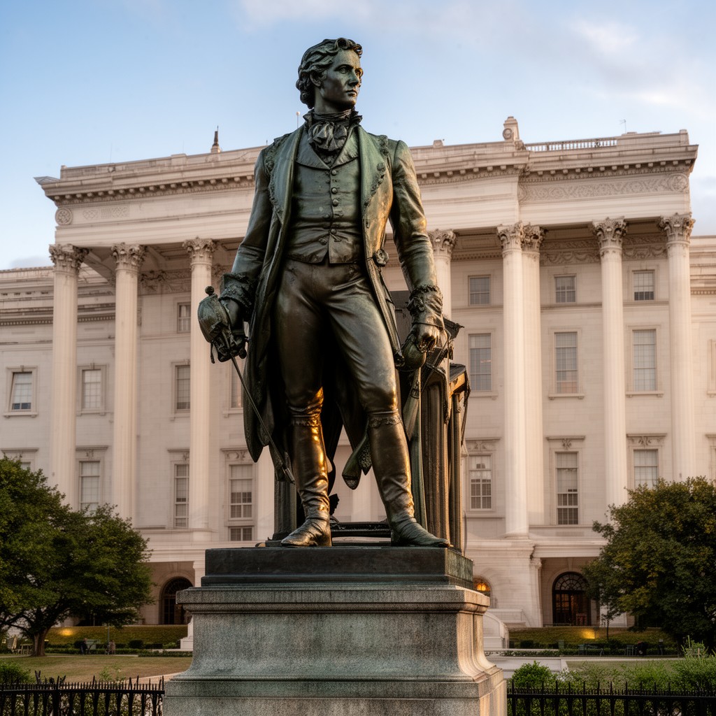 AI-generated illustration of Alexander Hamilton statue (Washington, D.C.)