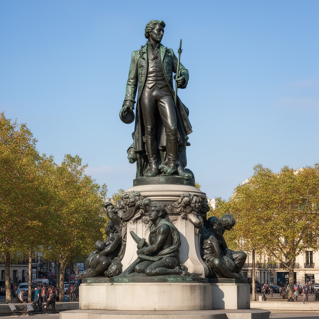 AI-generated illustration of Marquis de Lafayette statue (Paris, Cours-la-Reine)