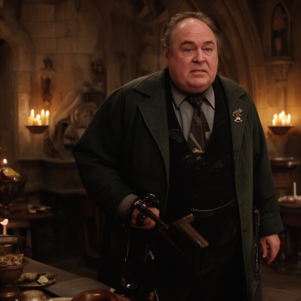 AI-generated illustration of Uncle Vernon Dursley in the Harry Potter film series