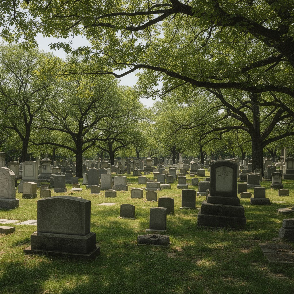 AI-generated illustration of Woodlawn Cemetery, Detroit, Michigan, United States