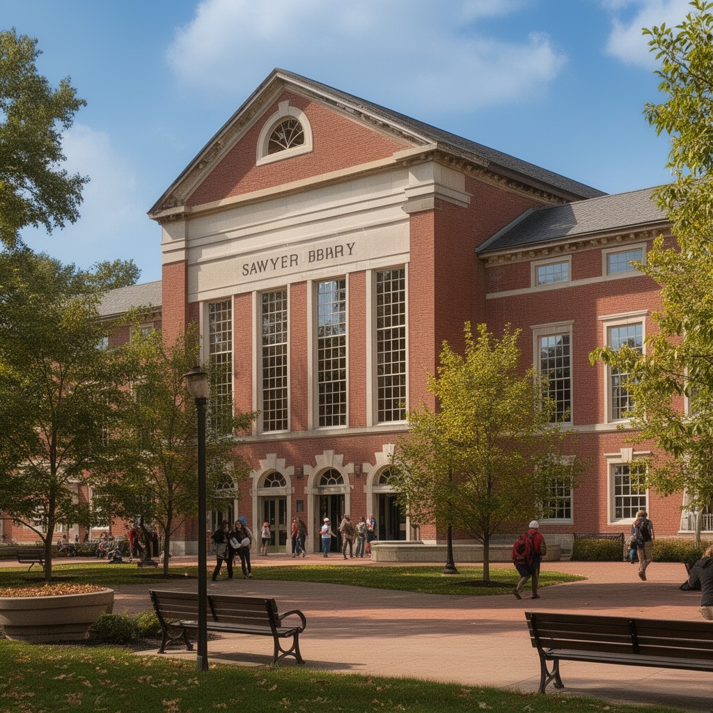 AI-generated illustration of Sawyer Library