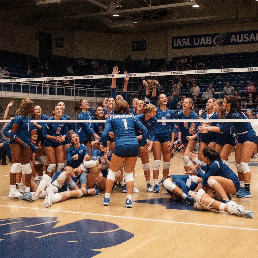 AI-generated illustration of UAB Blazers volleyball team