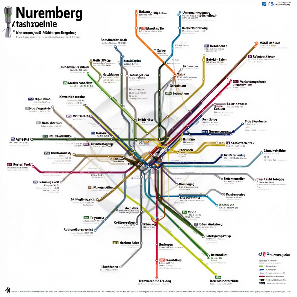 AI-generated illustration of Nuremberg public transport network