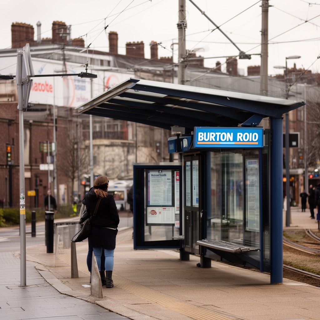 AI-generated illustration of Burton Road tram stop
