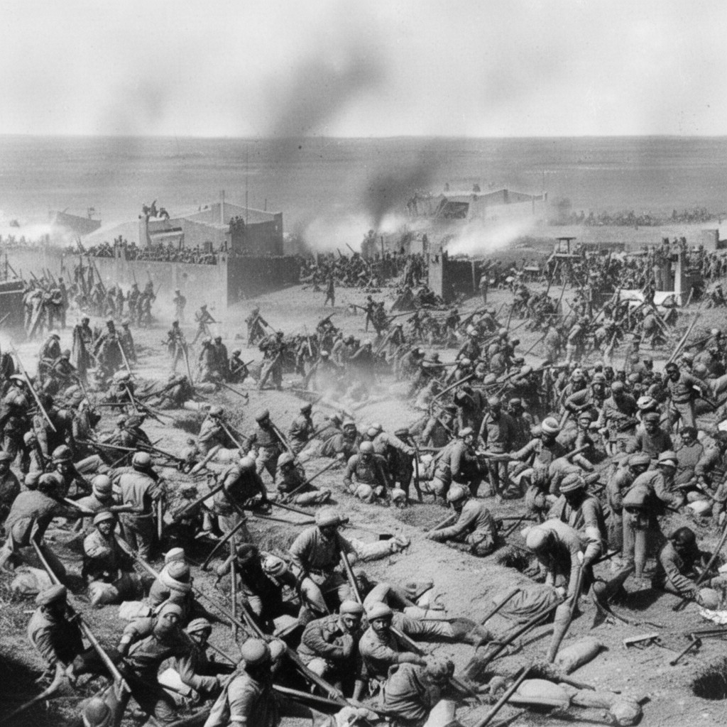 AI-generated illustration of Battle of Shaiba (1915)