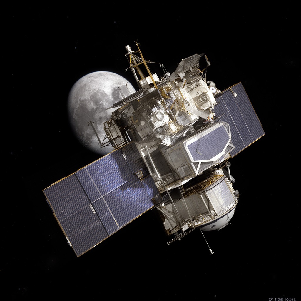 AI-generated illustration of Kaguya (SELENE) lunar orbiter