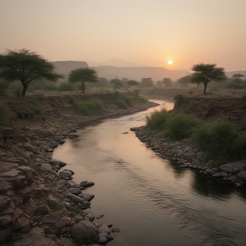 AI-generated illustration of Banas River