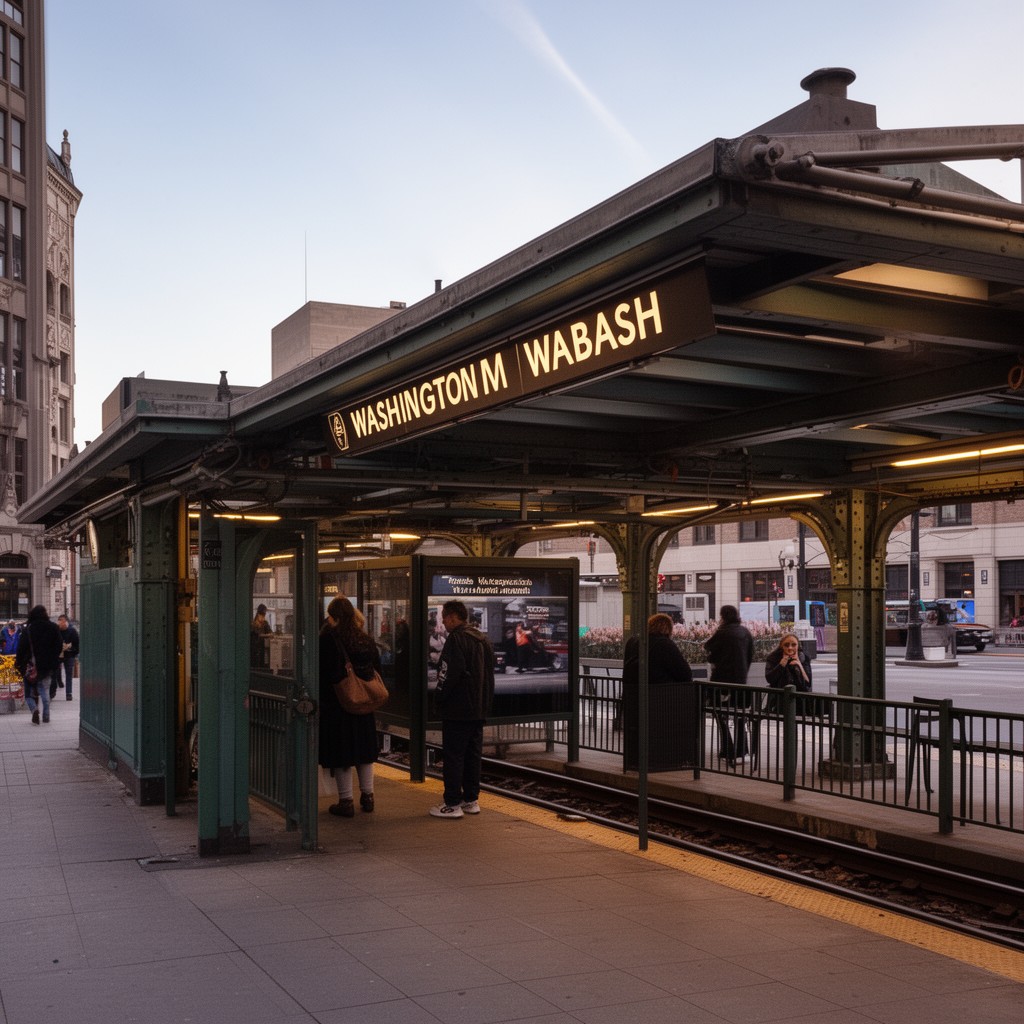AI-generated illustration of Washington/Wabash station