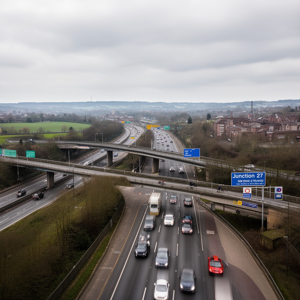 AI-generated illustration of Junction 27 of M60 motorway