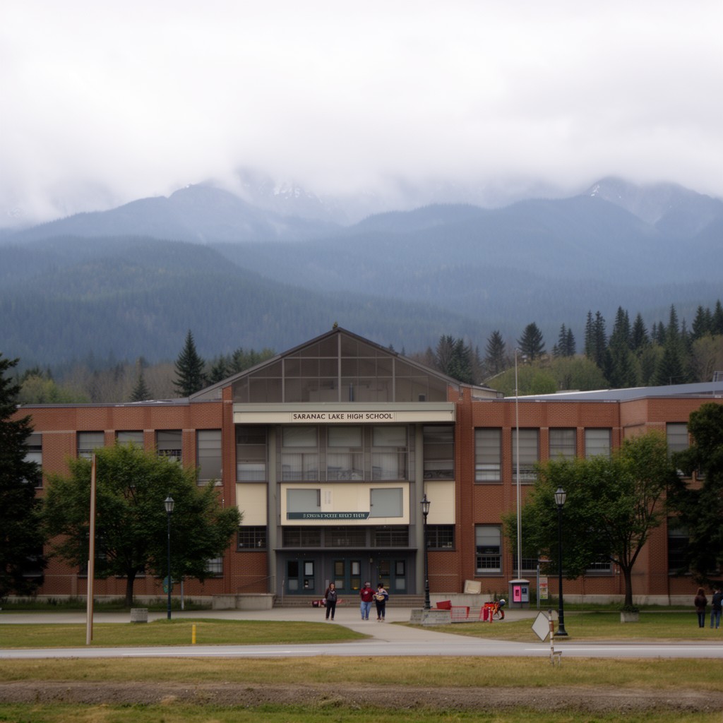 AI-generated illustration of Saranac Lake High School