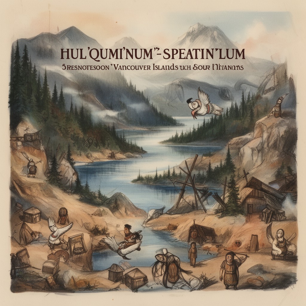 AI-generated illustration of Hul’q’umi’num’-speaking peoples