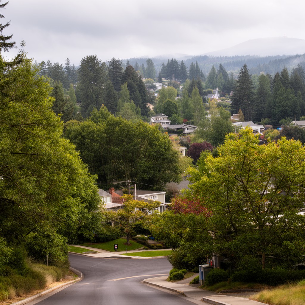 AI-generated illustration of West Hills, Portland