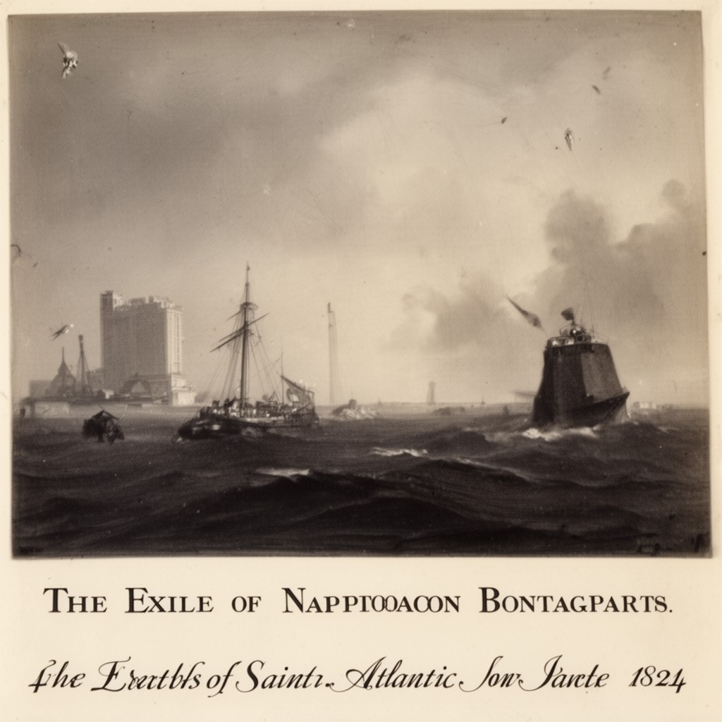 AI-generated illustration of Exile of Napoleon Bonaparte