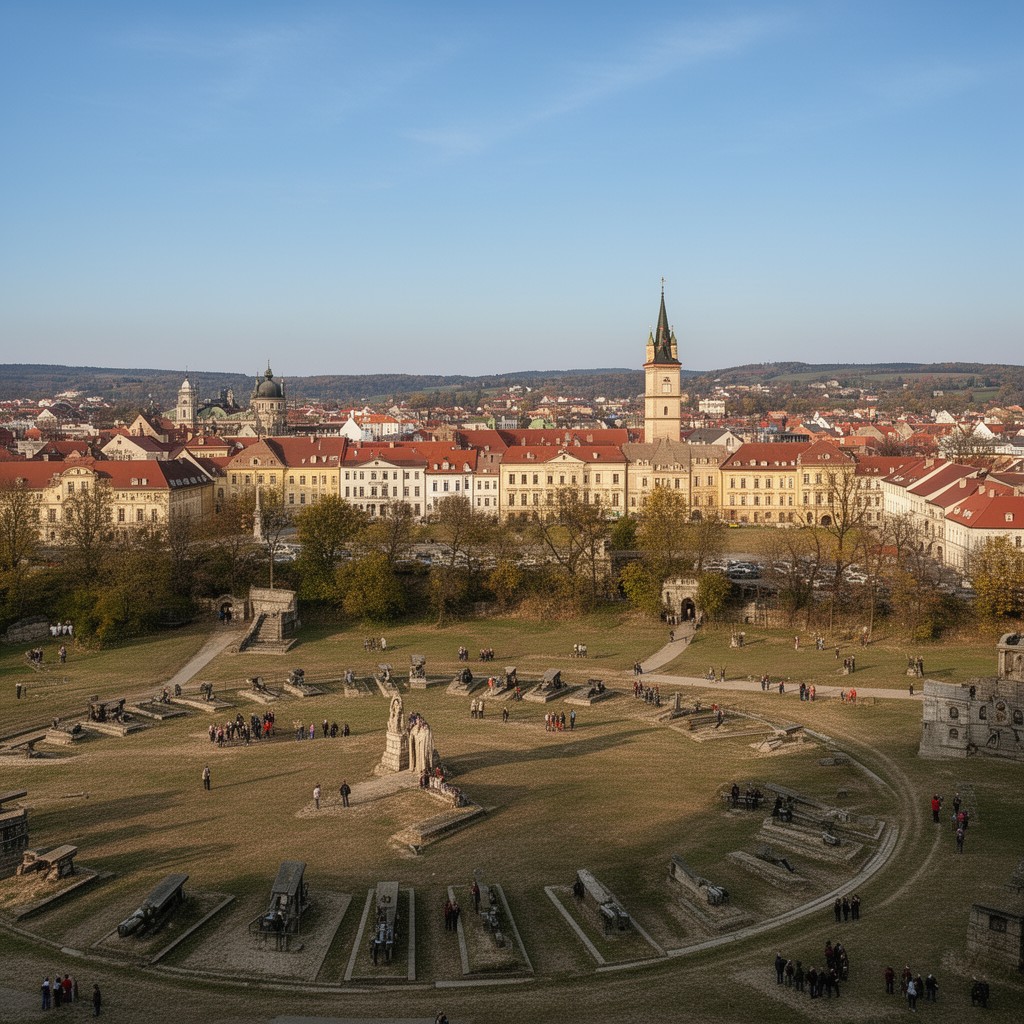 AI-generated illustration of Slavkov u Brna, present-day Czech Republic