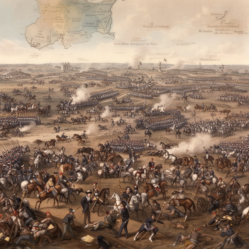 AI-generated illustration of Central European theatre of the Napoleonic Wars
