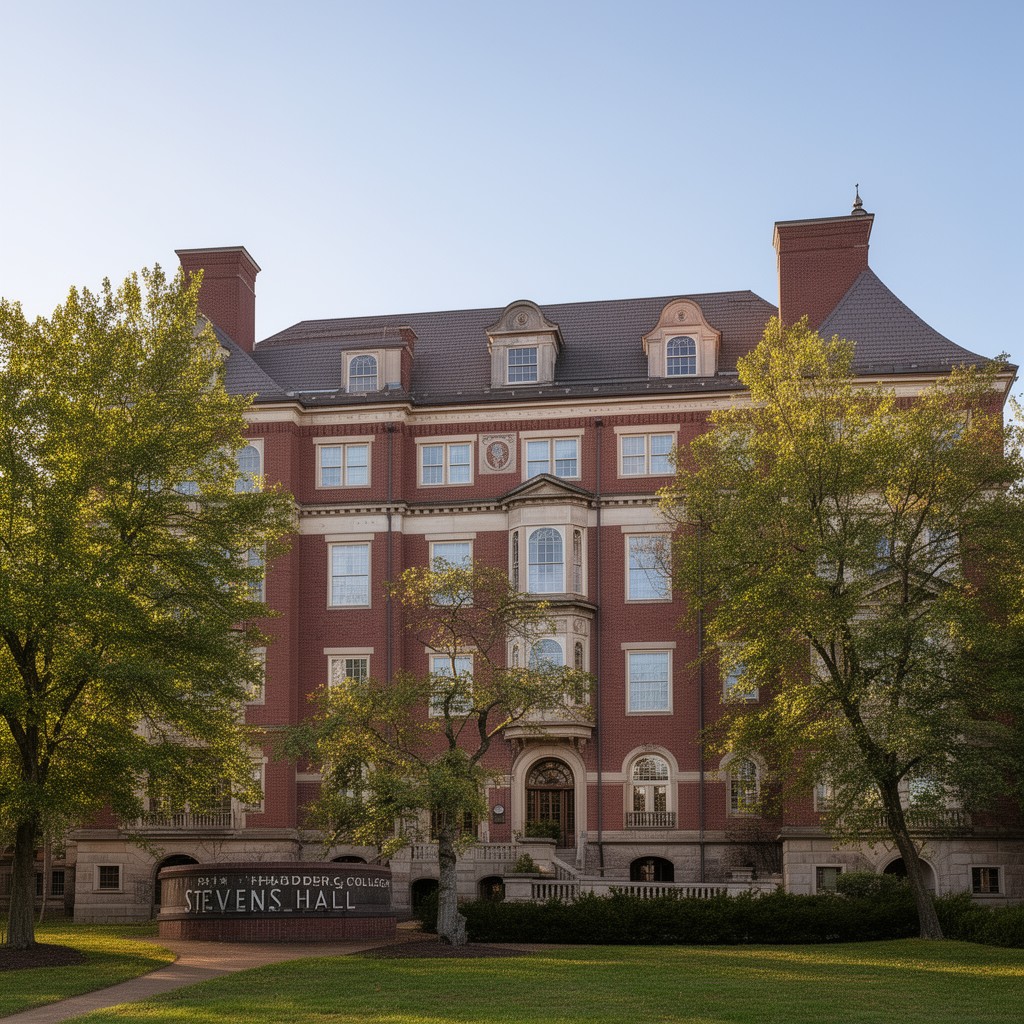 AI-generated illustration of Stevens Hall at Gettysburg College