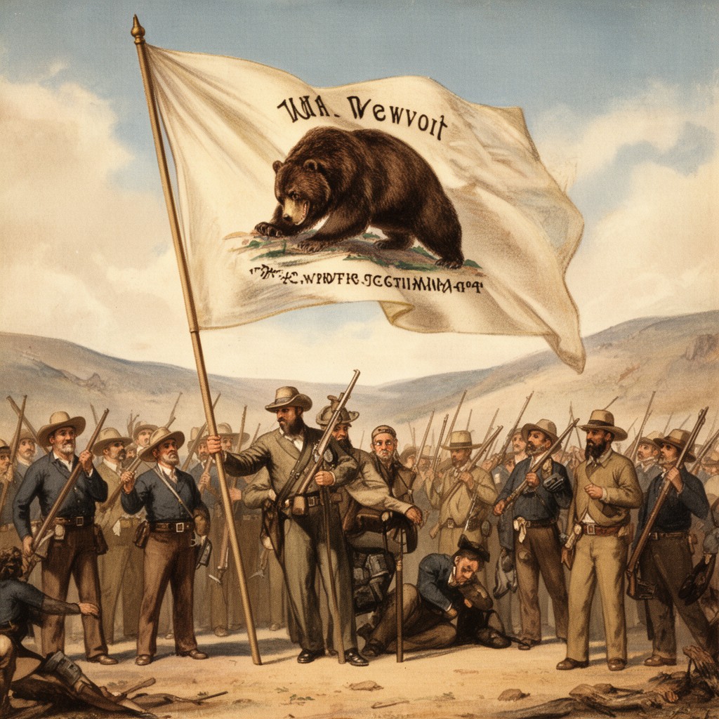AI-generated illustration of Bear Flag Revolt