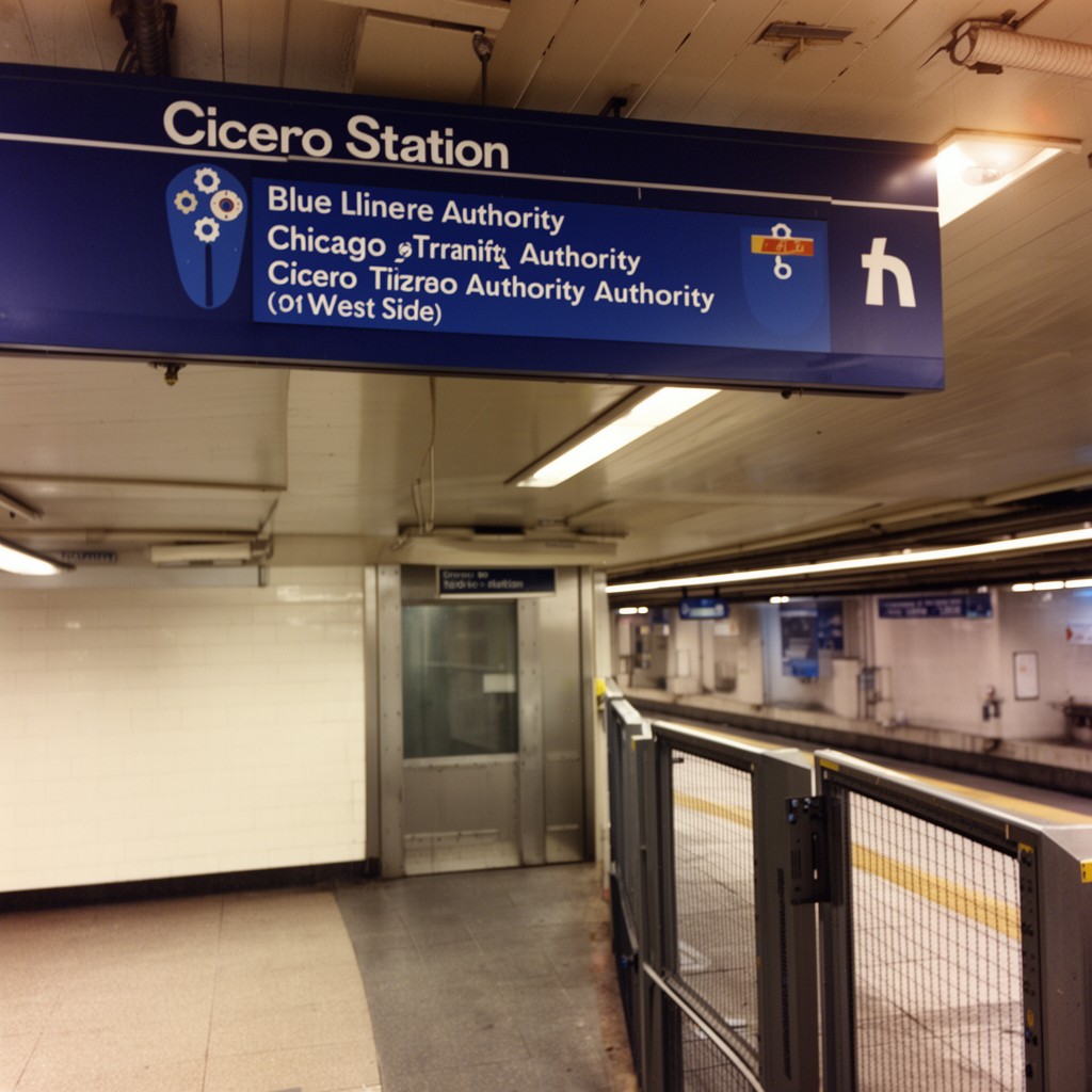 AI-generated illustration of Cicero station (Blue Line)