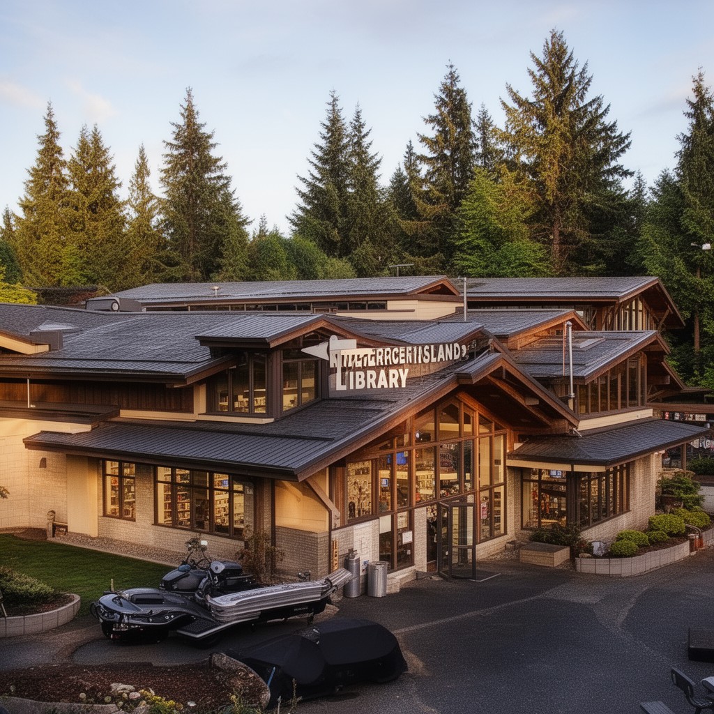 AI-generated illustration of Mercer Island Library