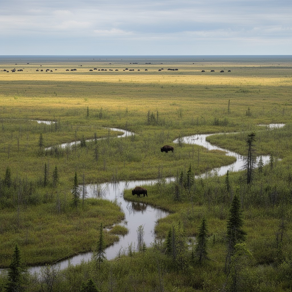 AI-generated illustration of Wood Buffalo National Park