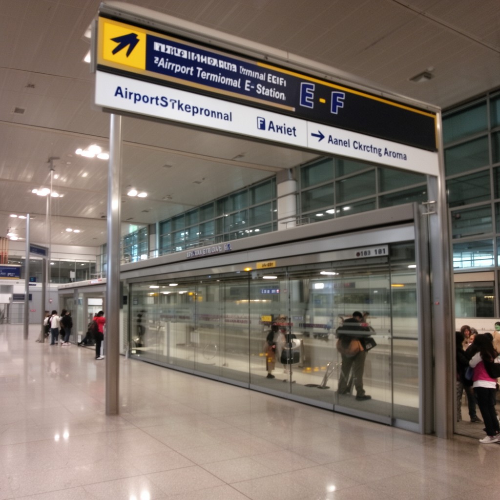 AI-generated illustration of Airport Terminal E–F station