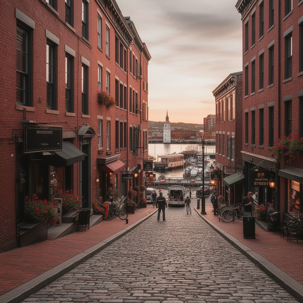 AI-generated illustration of Moulton Street (Portland, Maine)