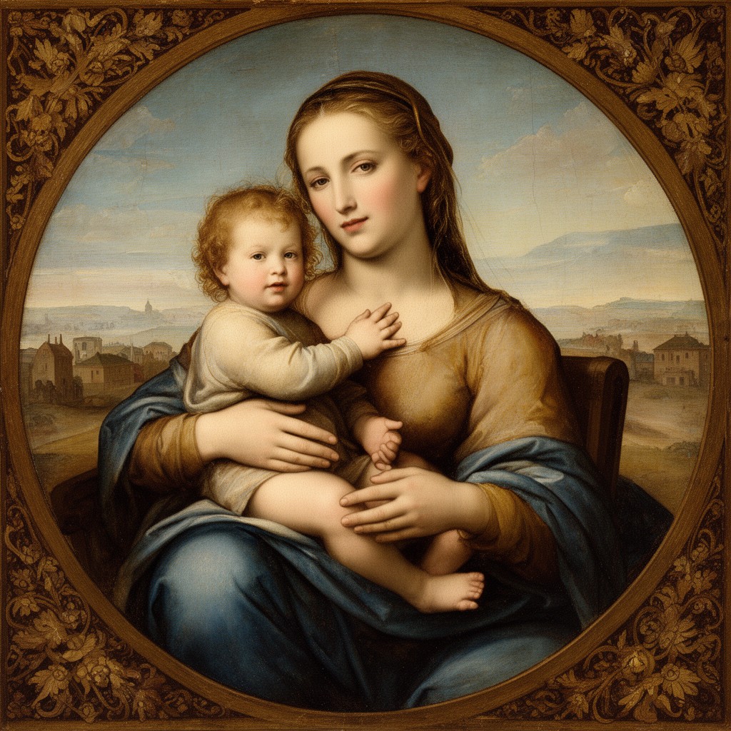 AI-generated illustration of Madonna of the Chair