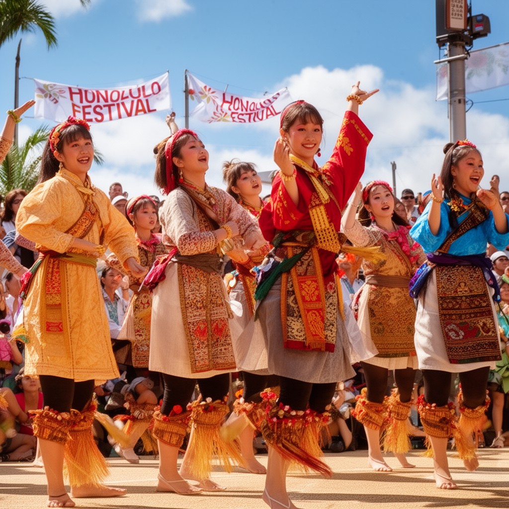 AI-generated illustration of Honolulu Festival
