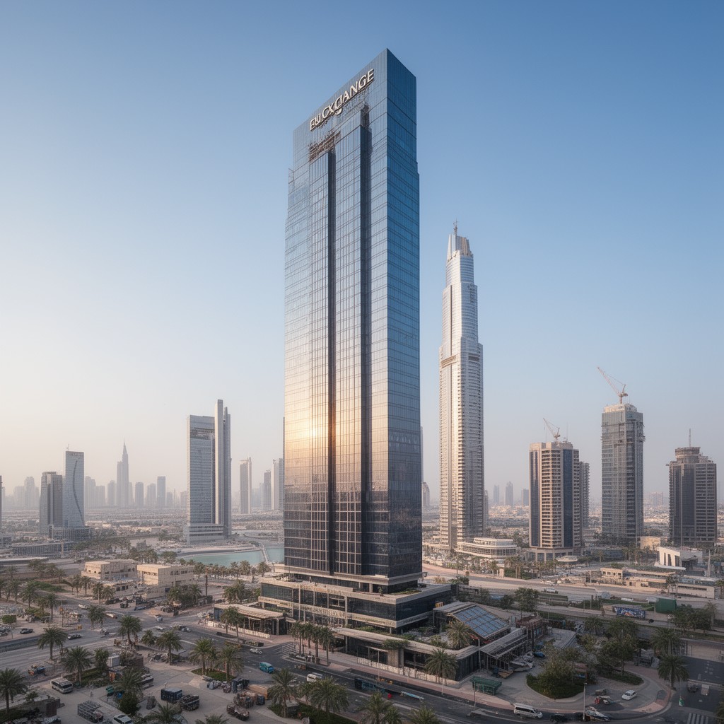 AI-generated illustration of The Exchange Tower