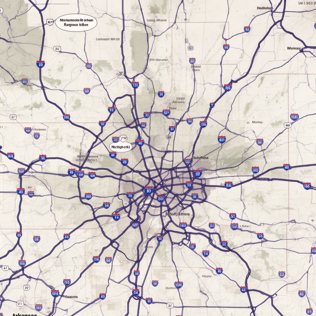 AI-generated illustration of Interstate Highways in Arkansas